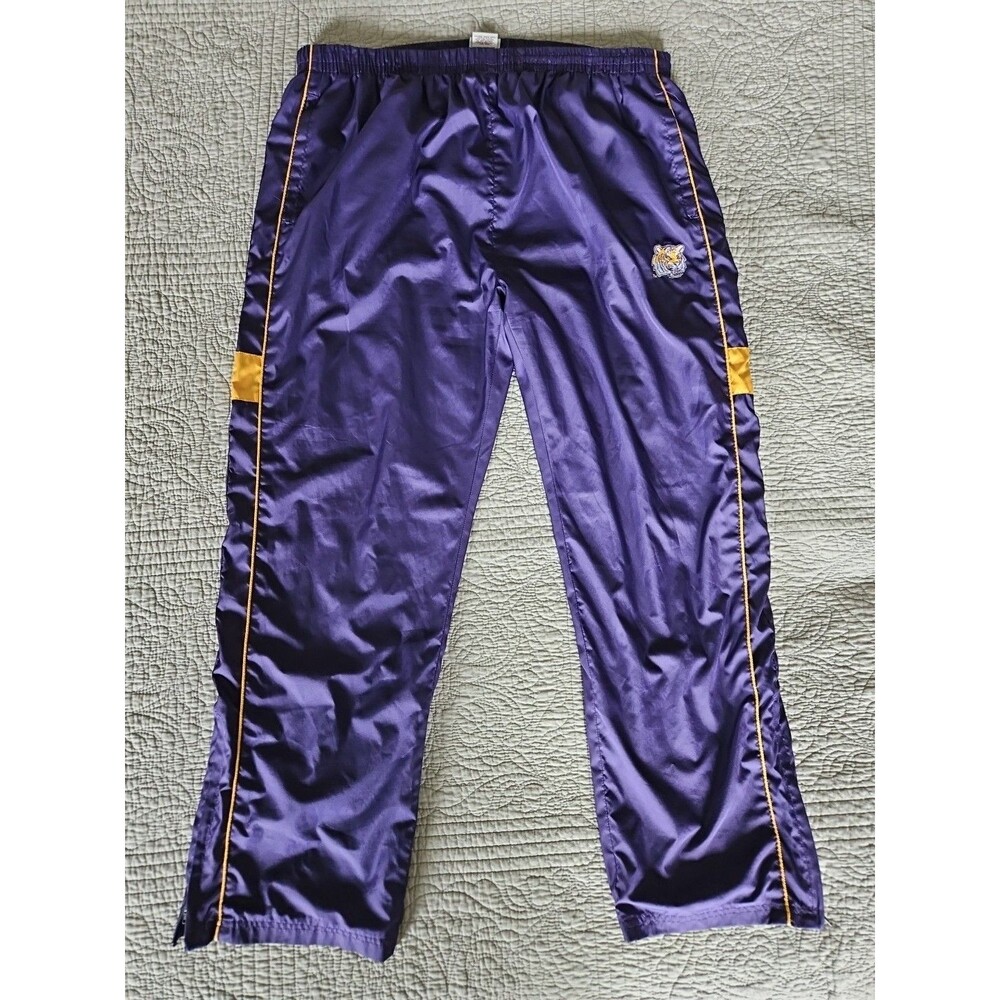 Vintage Red Oak LSU Tigers Track Pants Mens Size XL Ankle Zip Purple Windbreaker